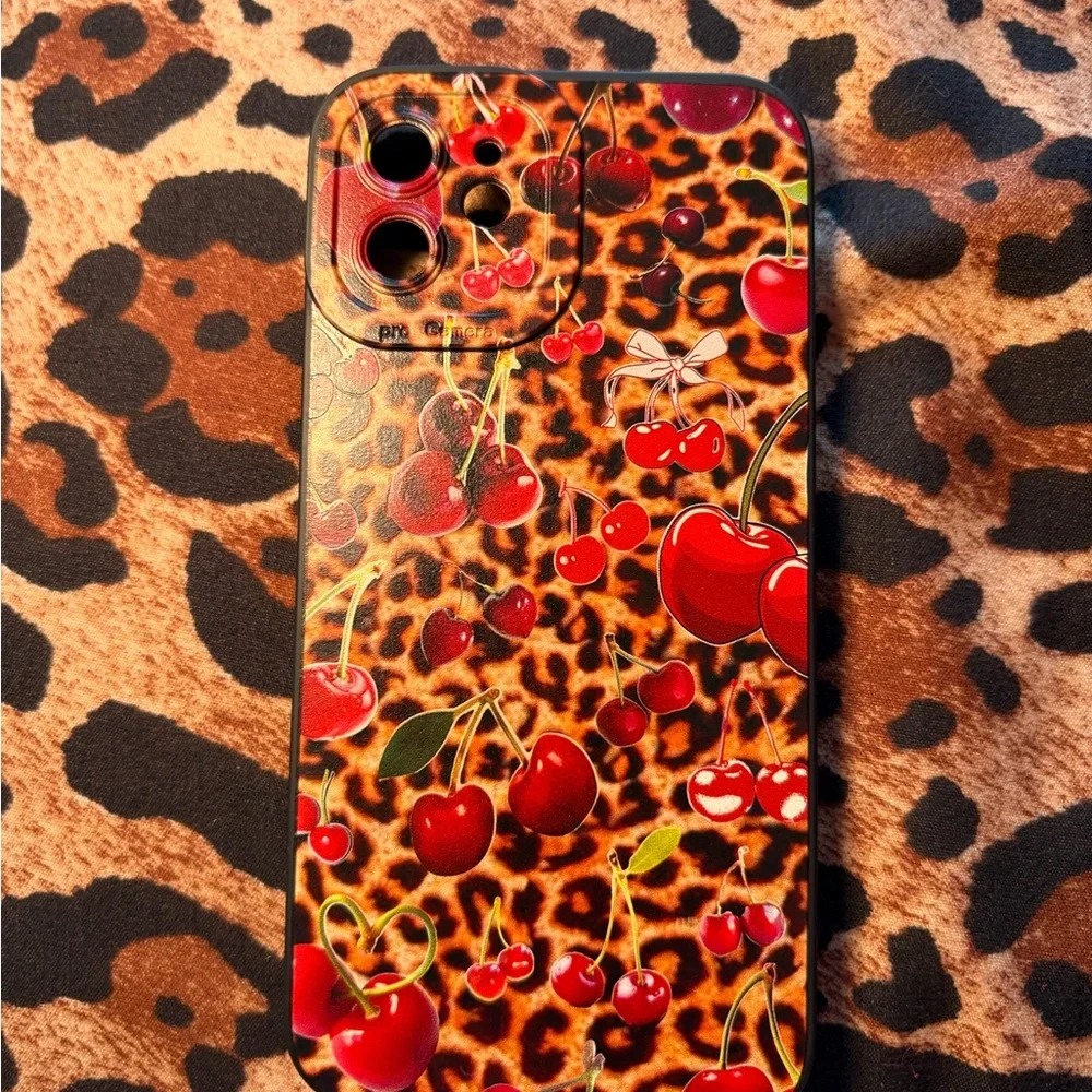 Cherry Leopard Print Phone Case